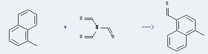 The 1-Naphthalenecarboxaldehyde,4-methyl- could be obtained by the reactants of 1-methyl-naphthalene and Triformamid